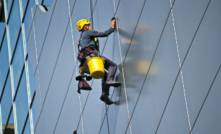 Man cleaning windows